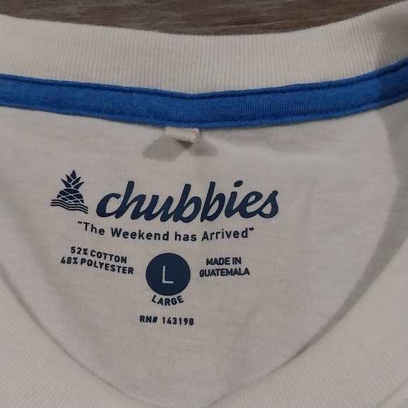 Chubbies Lost In Paradise Vacation T-shirt Mens L White Graphic Logo Shirt - Picture 3 of 7